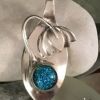 silver flower pendant with glass cab1b